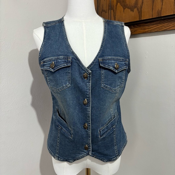 Christopher & Banks Jackets & Blazers - Vintage Y2K Christopher & Banks Denim Vest | Boho Indie Size Small